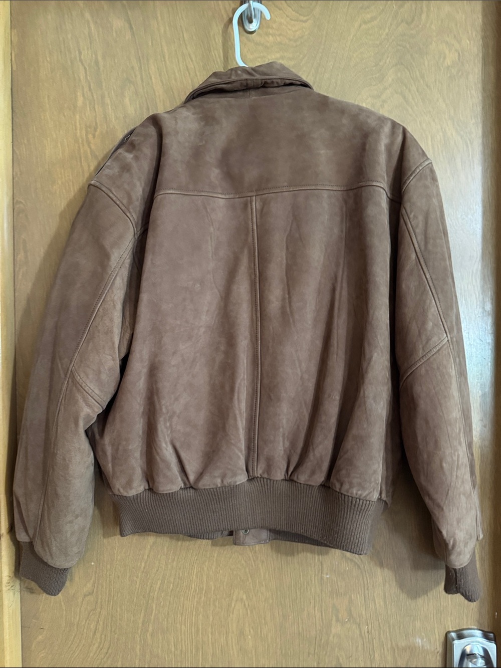 Brown Suede Bomber Jacket - Women's Leather Coat - Picture 8 of 8